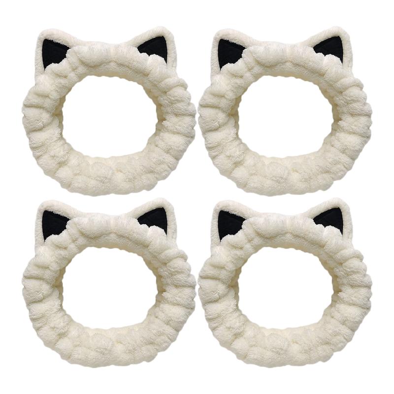 Cute Cartoon Cat Ears Face Wash Headband for Women with High Elasticity Hairband Accessories