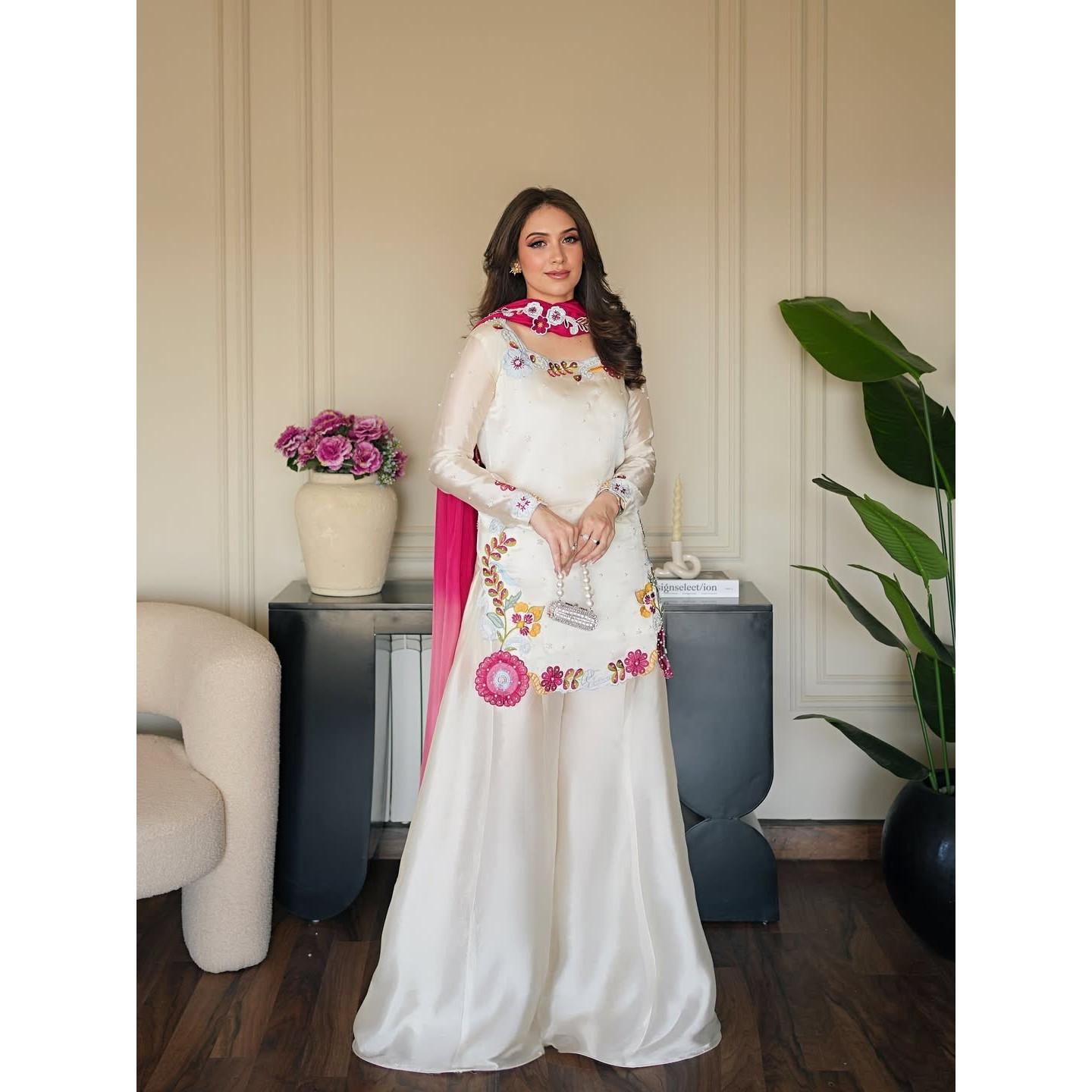 Designer Paksiatni Indian Top Palazzo Suit Bollywood Party Wear Salwar Kameez L-40