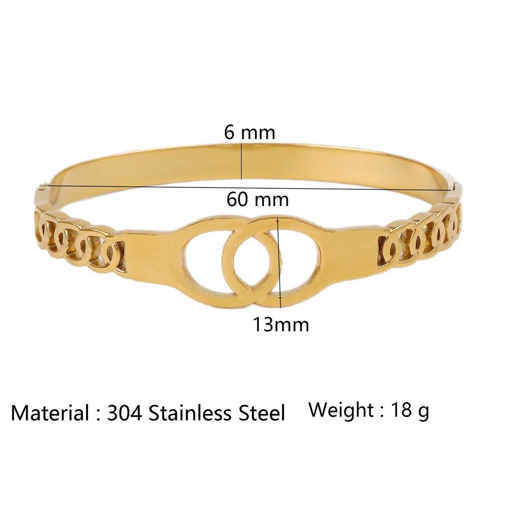 Cross Europe Minimalist Hollow Letter Stainless Steel Bracelet - INS Style