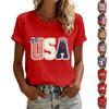 Women's American Floral Patchwork Print Casual T-Shirt 250Th Anniversary USA Shirt Patriotic Tshirt