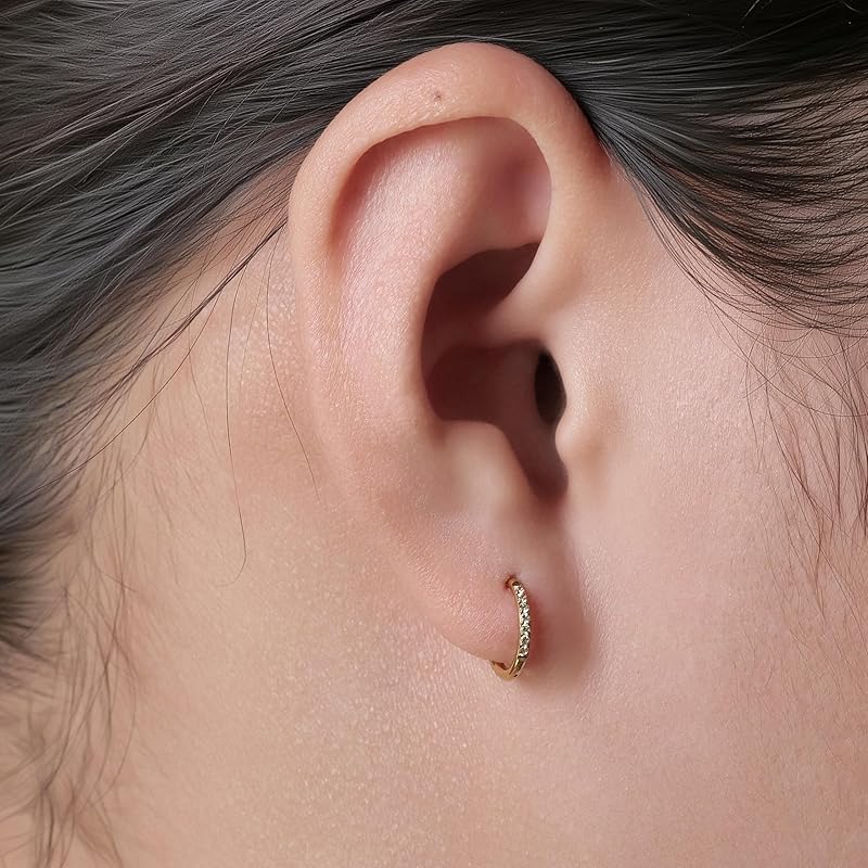 [limerencia] medical use pure titanium Piercing, Hypoallergenic Titanium Huggie Hoop Earrings Set G23 Piercing Cartilage Piercing Set for Women's