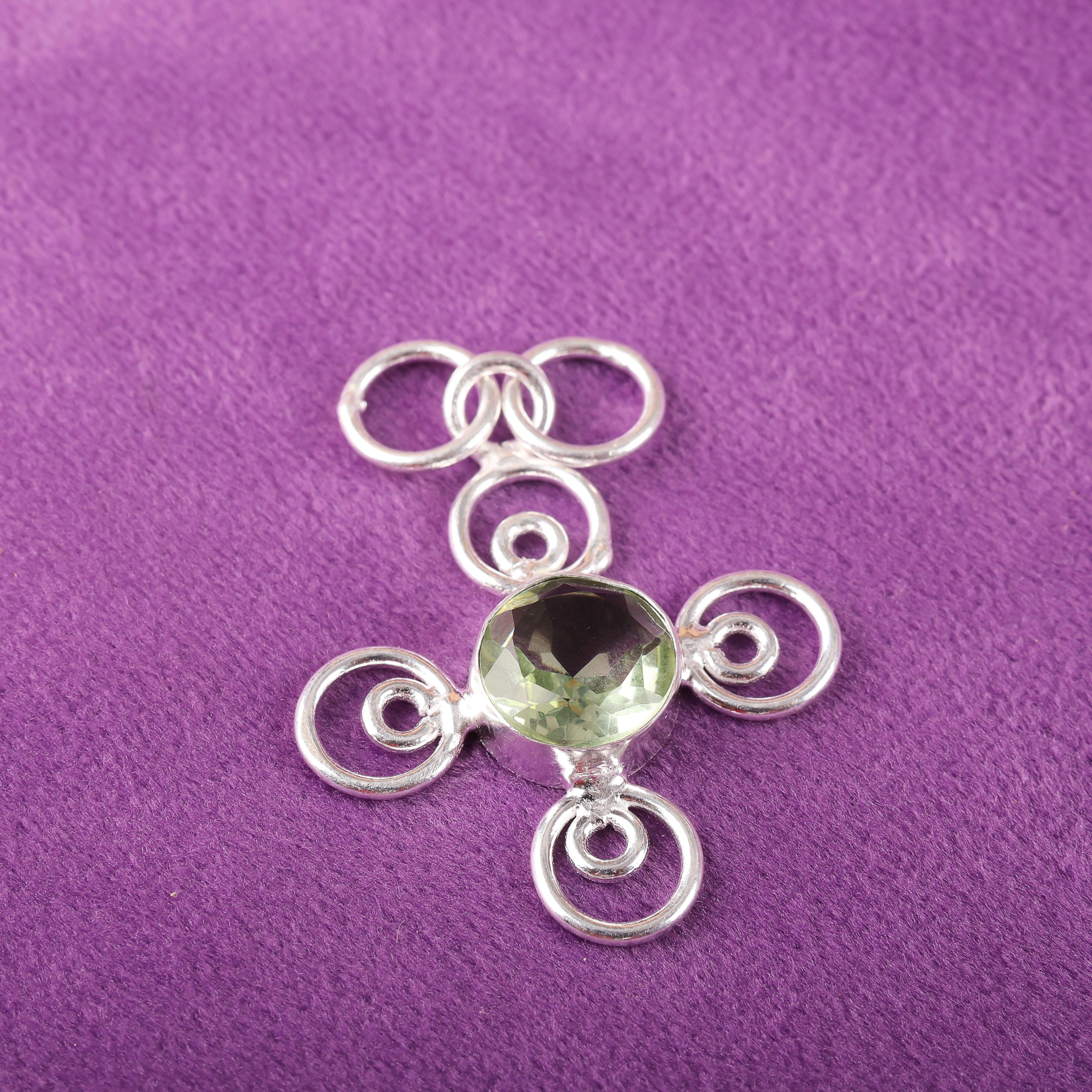 

Подвеска с драгоценным камнем зеленый аметист, подвеска из цельного серебра 925 пробы, антикварное украшение ручной работы, подарок на День матери 1.57 Inches зелёный