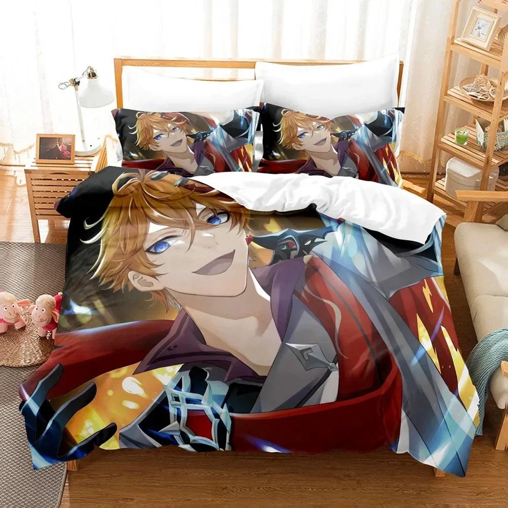 3D Druck Cartoon Bettwäsche Set Genshin Impact Spiel Gedruckter Bettbezug Kissenbezug Einzel Doppel Queen Super King Size Sets