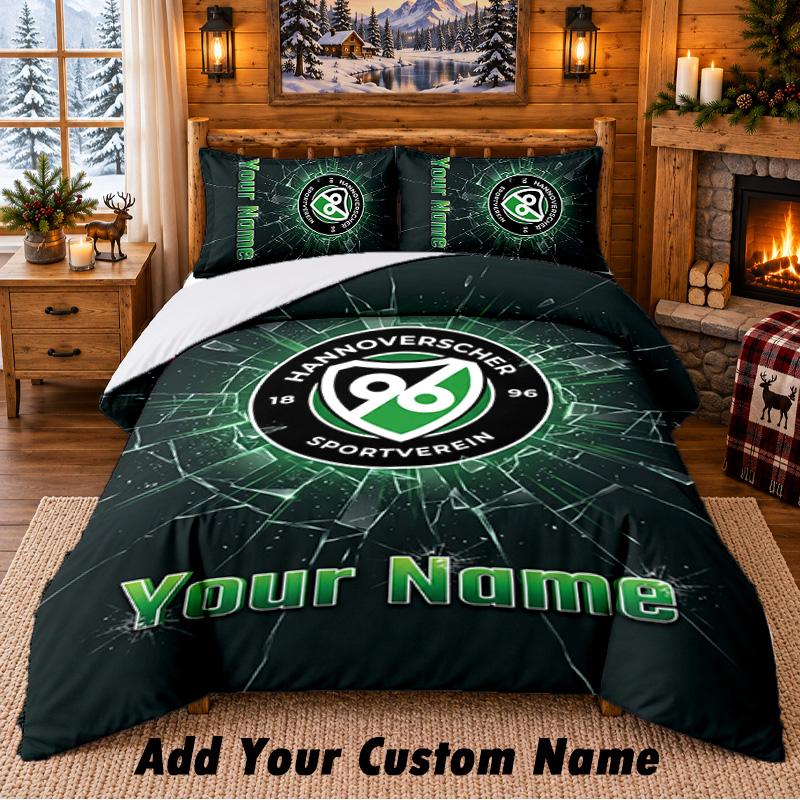 Hannover 96 Pattern Bedding 3Pcs Set Custom Name, Bed Sheet And Pillowcases For Home Bedroom