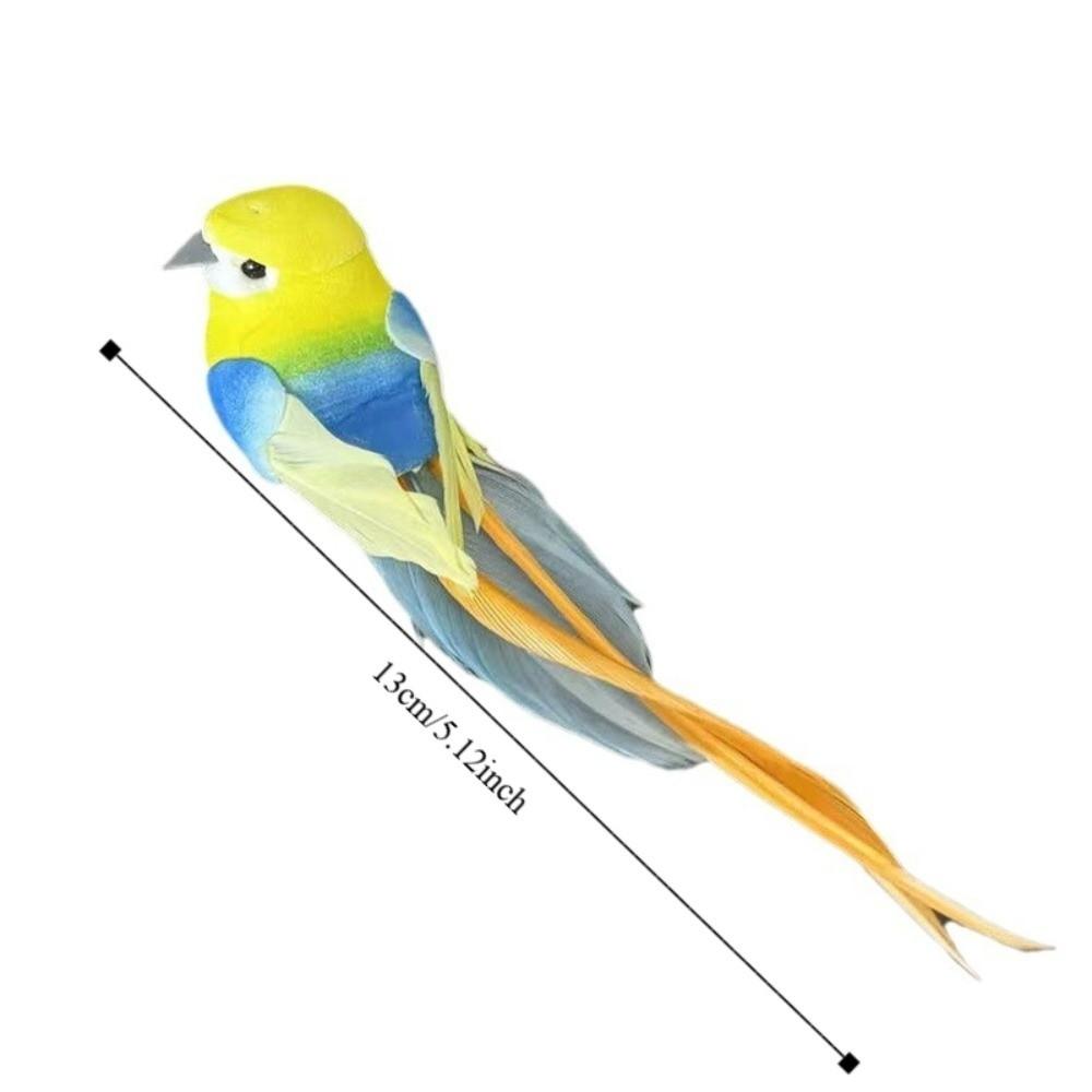 6ks Barevné Simulační Ptáci Fotografické Rekvizity Dlouhosrstý Vrabec Dekorativní Falešný Pták Domácí Dekorace s Klipem