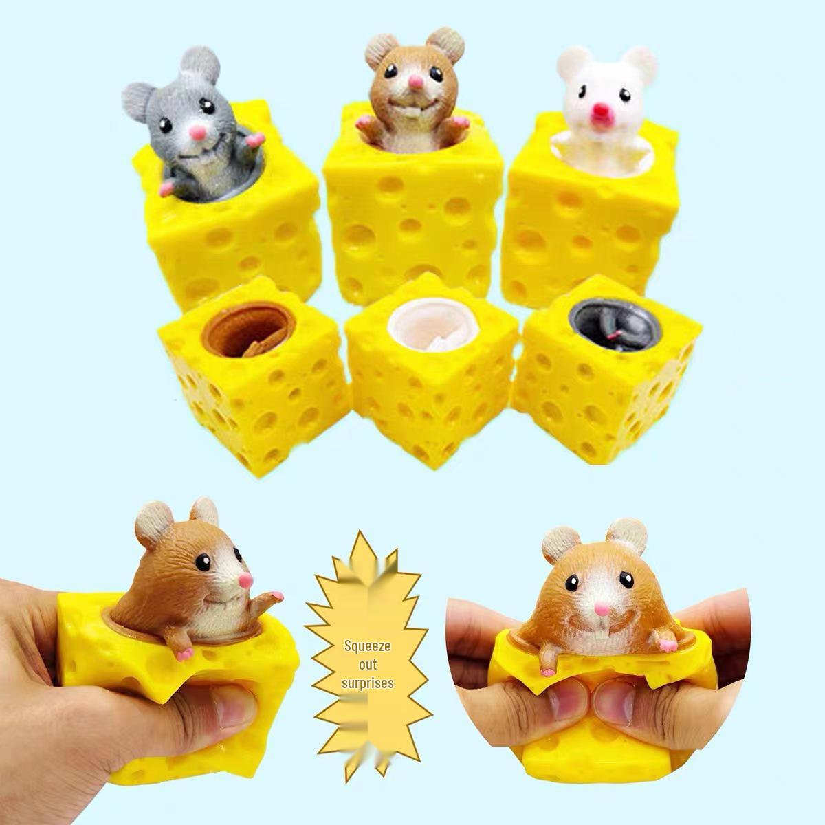 

Cheese Mouse Stress Ball - Cute Decompression & Pinching Prank Toy