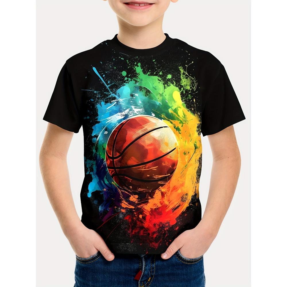 Boys' T-shirt short sleeved fashionable racing pattern summer casual street wear children's clothing