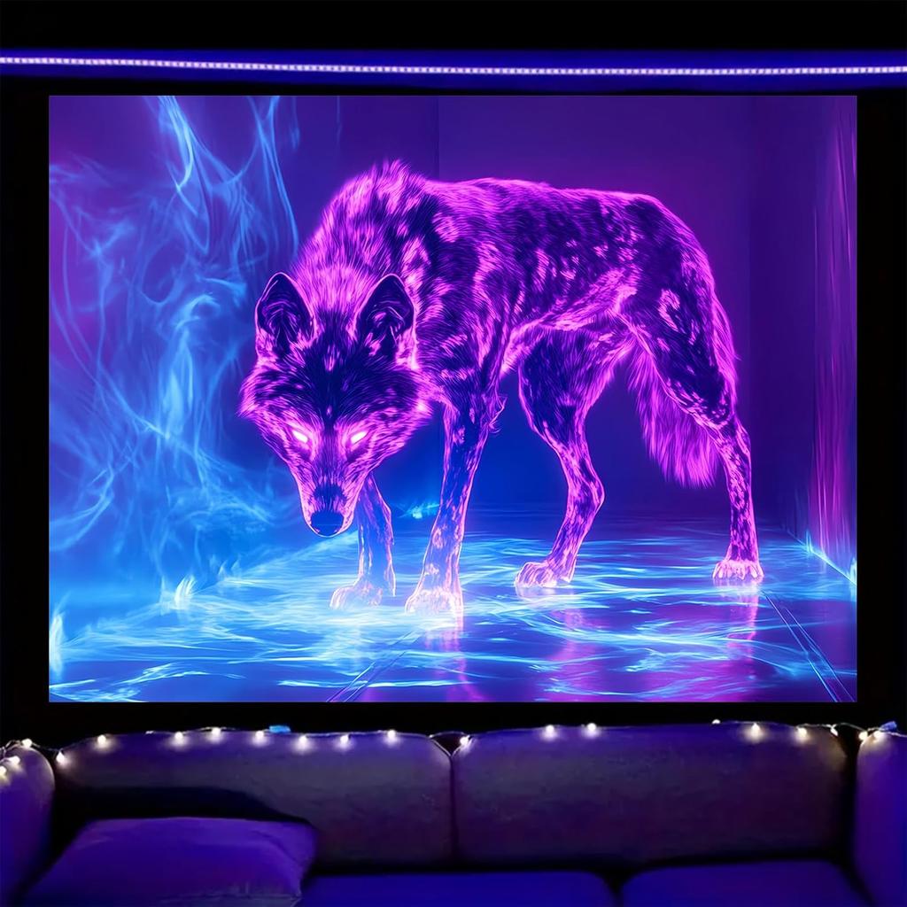 Nuxovilar UV Reactive Tapestry Skeleton Halloween Dinner Scene BlackLight Tapestries Cool UV Black Light Spooky Party Tapestry L