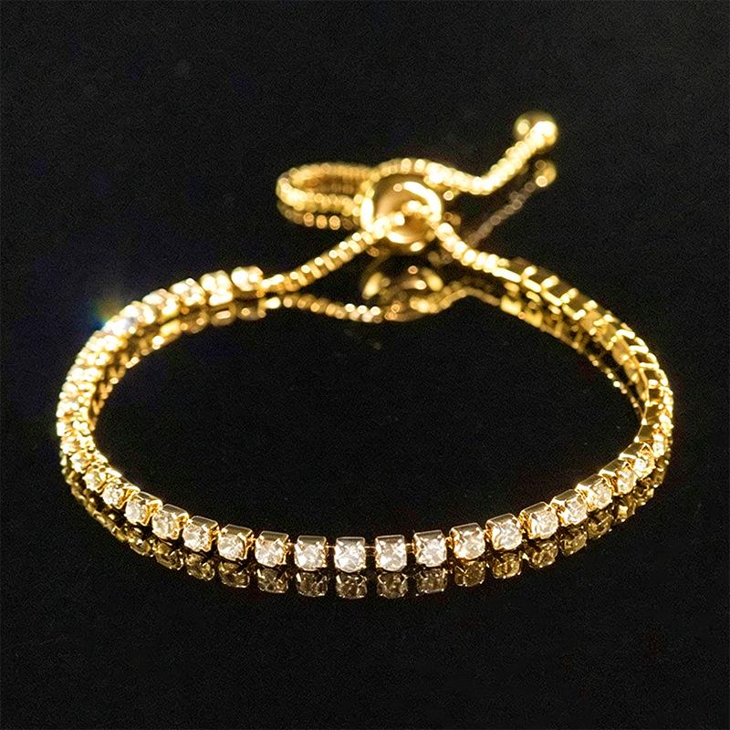 Zircon Adjustable Tennis Bracelet, Luxury Women's Jewelry with Full Diamond Design