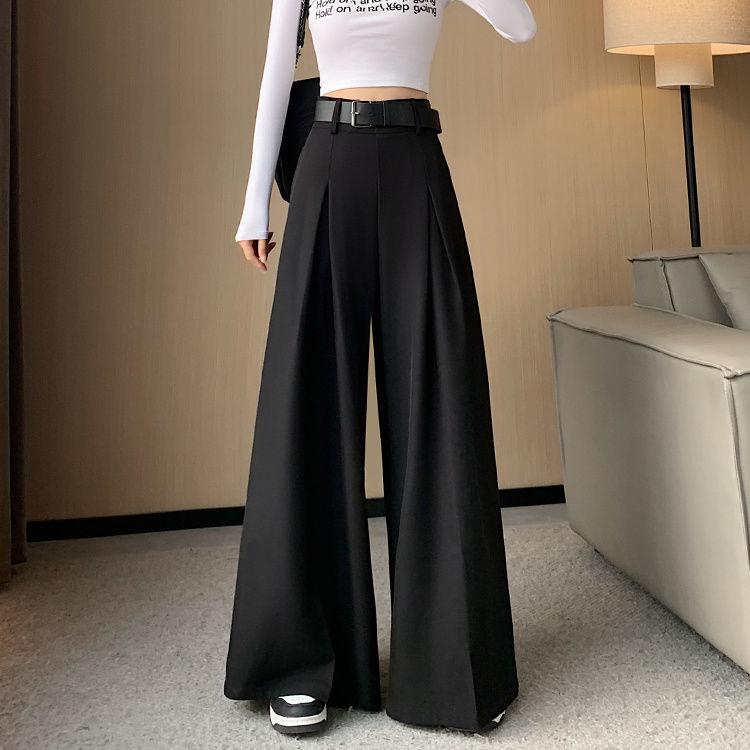 Pantaloni da Donna a Vita Alta a Gamba Larga Pantaloni da Donna Primavera Estate Tinta Unita Pantaloni da Abito Dritti a Tutta Lunghezza da Donna per Ufficio Capispalla