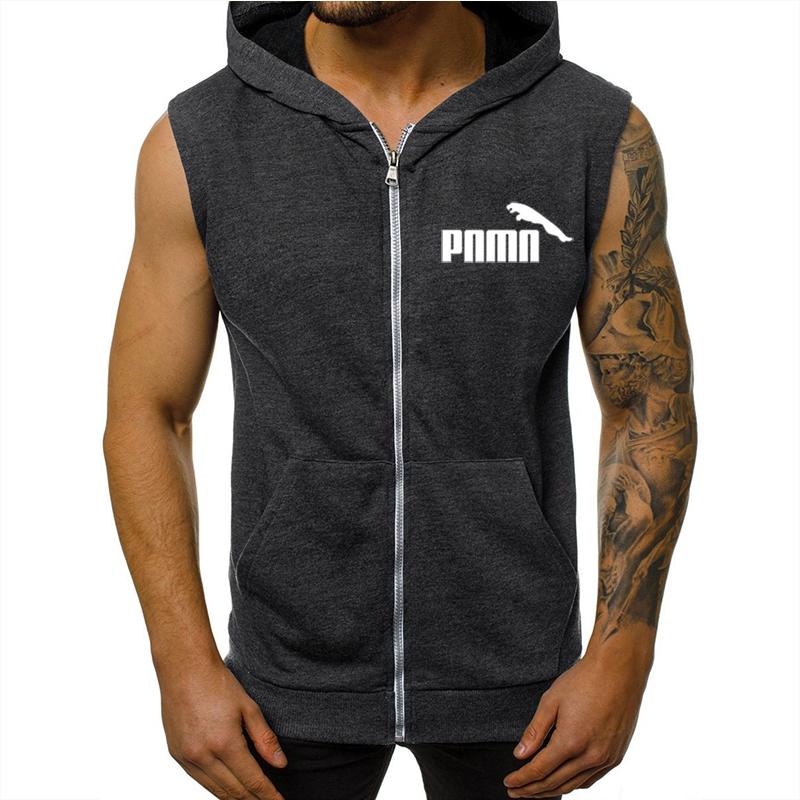 mens gym sleeveless moletom com capuz