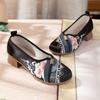 Women's Block Heel Embroidered Shoes Spring Autumn New Loose Round Toe Ethnic Style Cheongsam Shoes Kitten Heels Casual Shoes