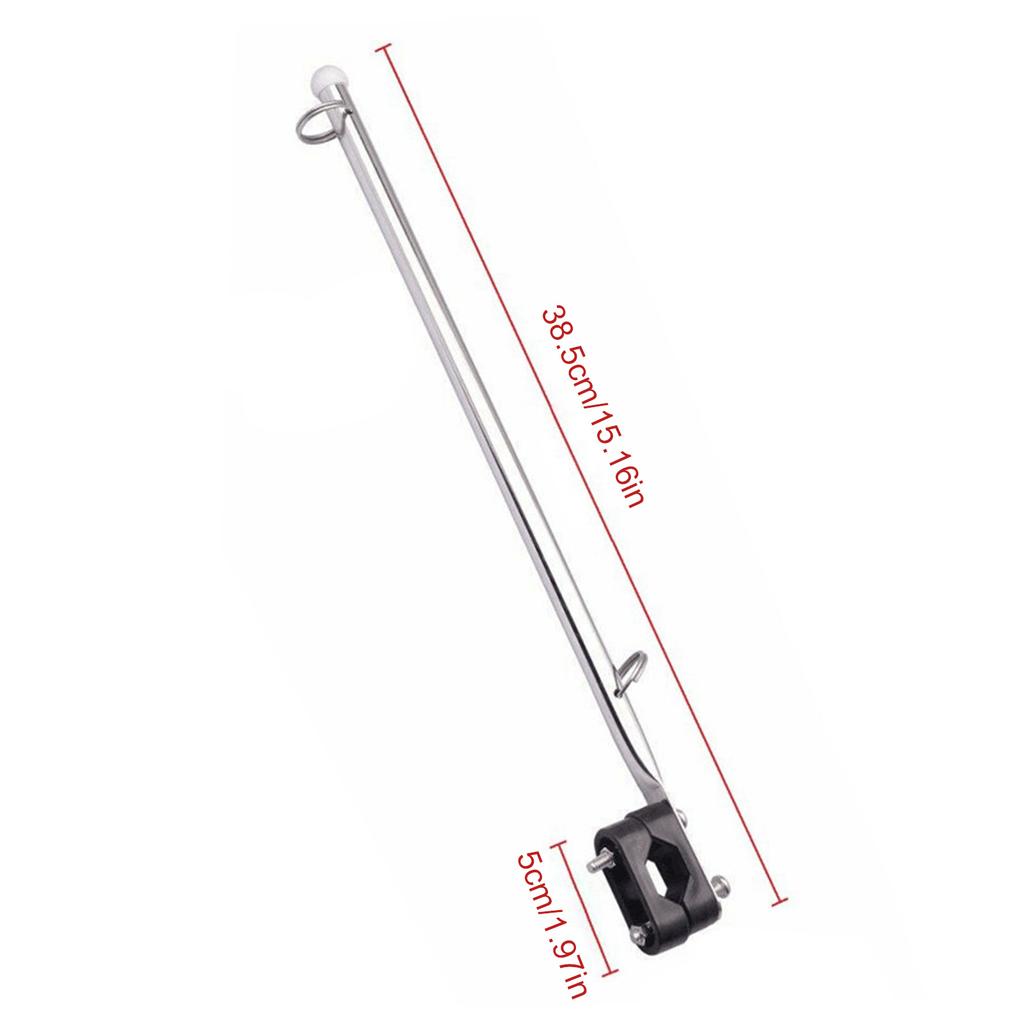 Marine Flag Pole Holder Boat Flag Pole Stainless Steel Rail Mounted Adjustable Plastic Clip Rustproof for Boat Yacht Car