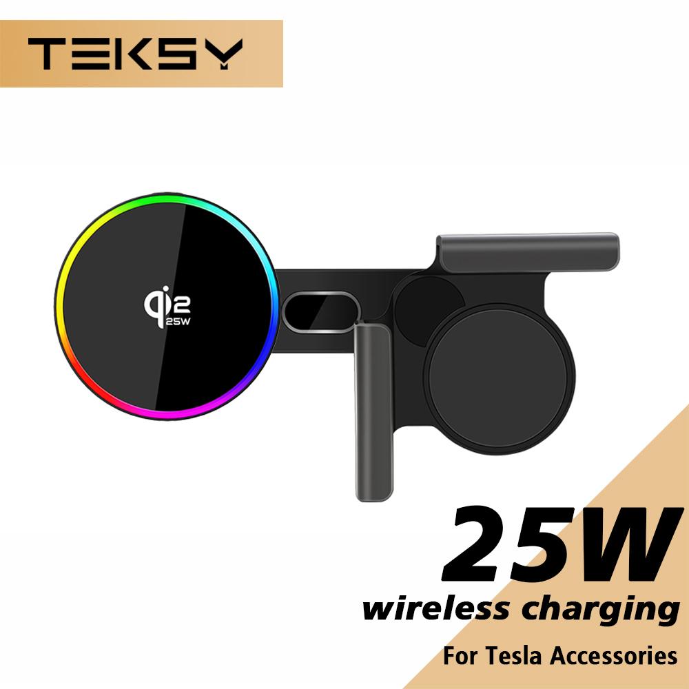 Qi2.2 25W Car Phone Mount Holder Magnetic Wireless Charger Compatible with MagSafe for Tesla Model Y L JUNIPER 3 HIGHLAND 2026