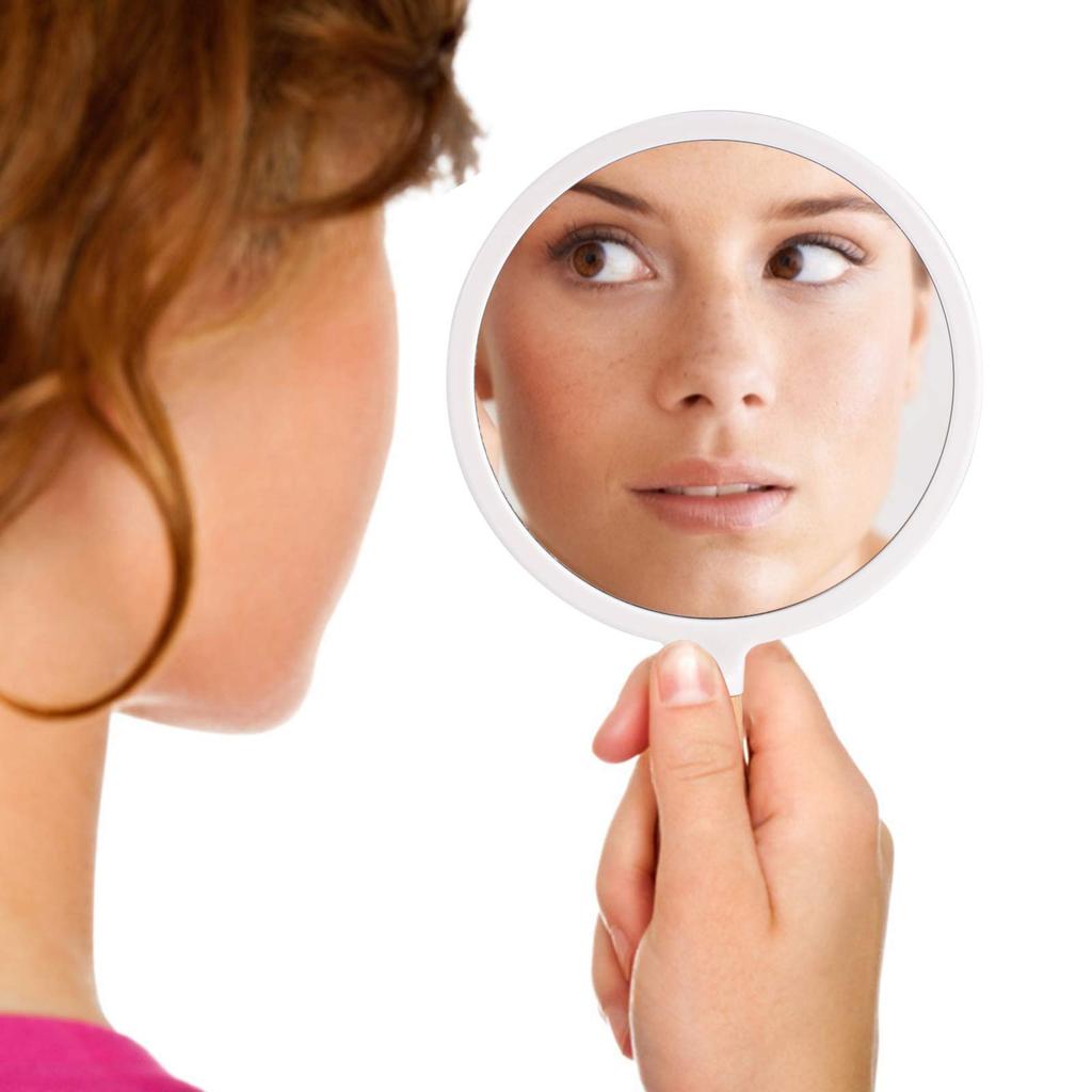 FRCOLOR Hand Mirror with Wooden Handheld Makeup Cosmetic Makeup Tools Tabletop Makeup Barber Handheld Mirror Handle, Mirror, Mirror, Mirror, Mirror,