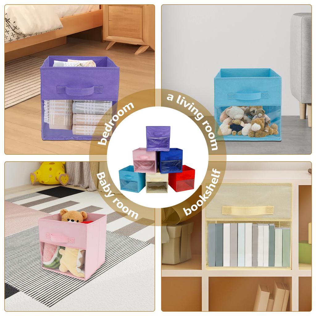 6Pcs Non-Woven Fabric Storage Box Foldable Fabric Cube Storage Bins Large Capacity Closet Clothes Shoes Storage Containers