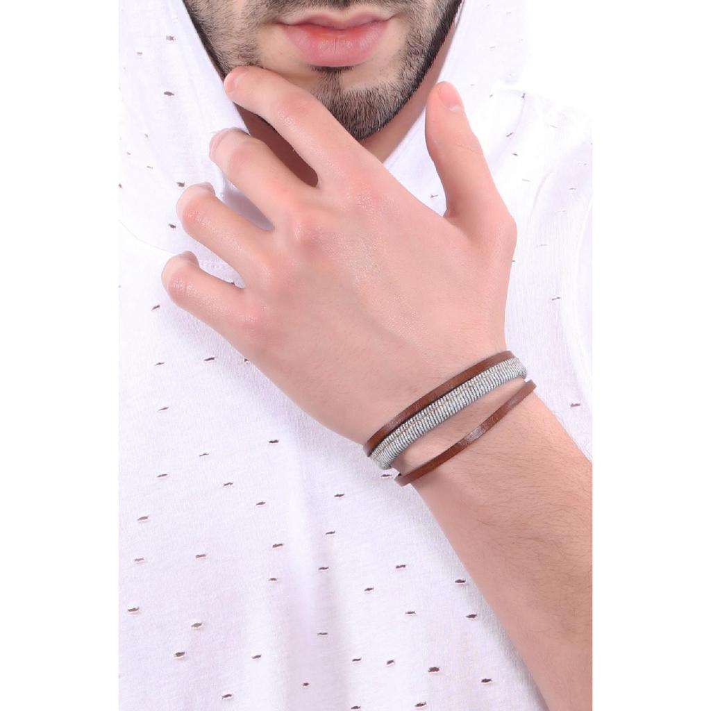 Men's Combined Leather Bracelet