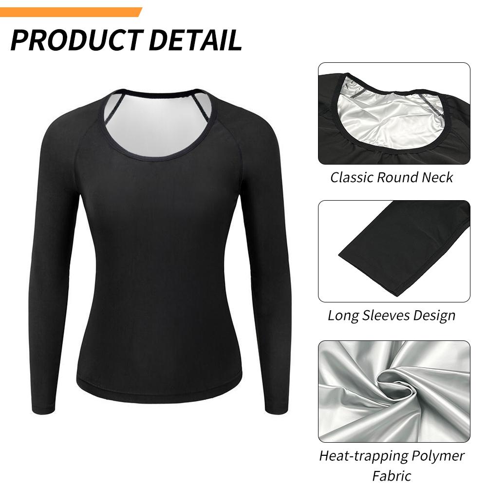 Dam Bastu Sweatdräkter Långärmad Träning Shapewear Thermo Sweat Shirt Midjeträningsjacka Body Shaper Fitness Linne Träning Sport Underkläder