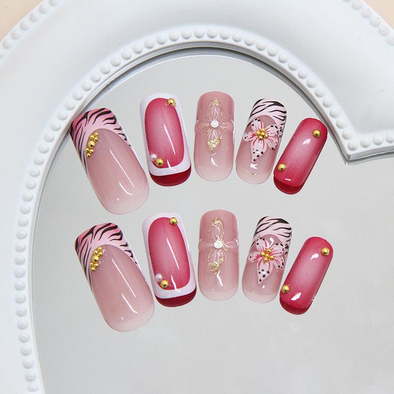 Three-dimensional Lily Sparkling Diamond French Whitening Temperament Versatile European and American Ins Style Removable Wearing Armor 24 Pieces