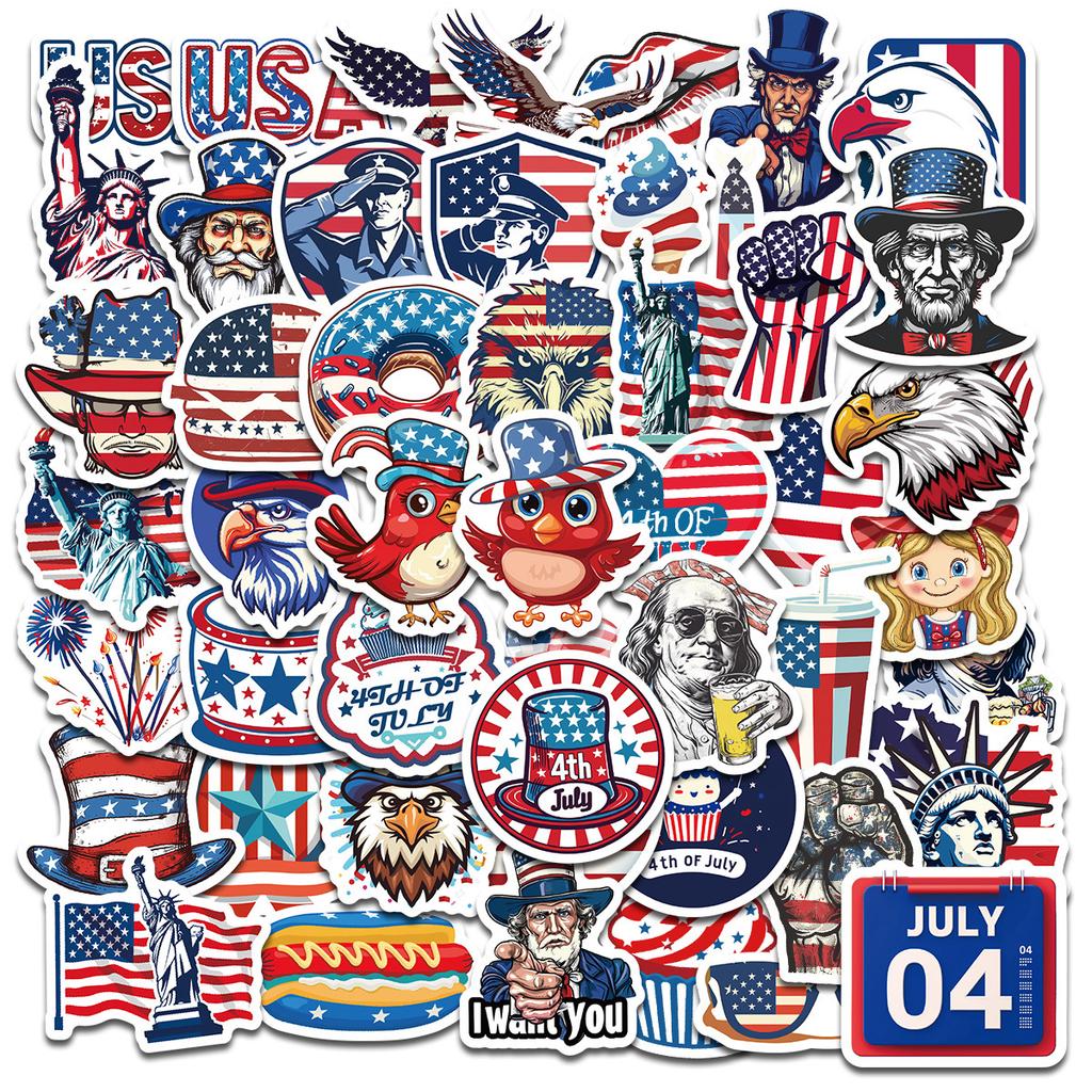 50 Independence Day Stickers Holiday Celebration Graffiti Stickers Diy Luggage Notebook Stickers