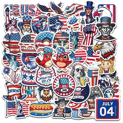 50 Independence Day Stickers Holiday Celebration Graffiti Stickers Diy Luggage Notebook Stickers
