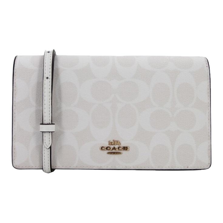 

Coach Anna 20 Monogram Flap Canvas And Leather Shoulder Bag Women bags Glacier-White 3036-IMRFF Basic Set (Bag+Dust Bag)