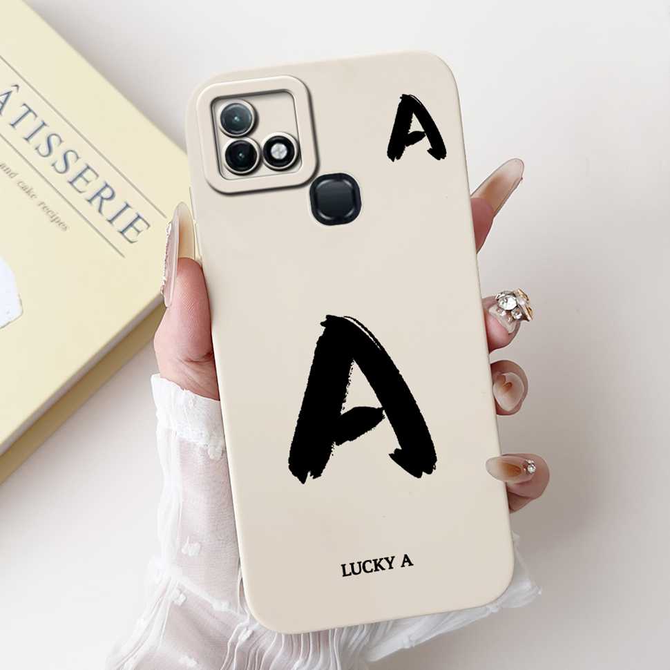 For Infinix Hot 10i X659B Case White Lucky Letters A-Z Soft Silicone Cover For Infinix Hot10I Smart 5 Pro 6.52 " Phone Cases