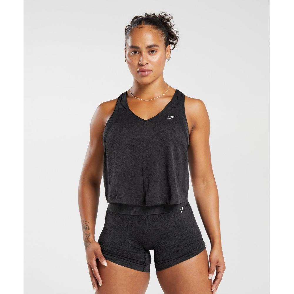 

GYMSHARK Adapt Pattern Свободная бесшовная майка миди Черный графитовый серый B6A1Z BB3D