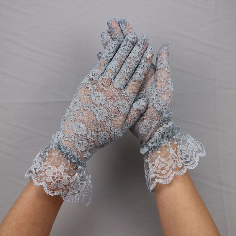 

Солнцезащитные перчатки женские летние кружевные кружевные перчатки тонкие дышащие сетчатые ретро сексуальные анти-УФ