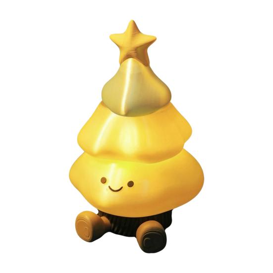 Detachable Cartoon Tree Ornament 3D Printed Christmas Figurine, Cute Smiling Face Storage Miniature Holiday Decorations Desktop Ornament,