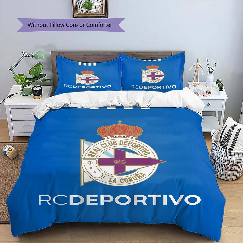 Deportivo de La Coruña Set Copripiumino con Fantasia Decorazione per la Casa Regalo (1 * copripiumino + 2 * federe senza imbottitura)