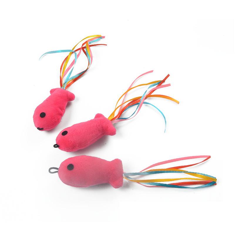 

Colorful Ribbon & Fish Cat Teaser with Steel Wire for Self-Entertainment 22*5CM
