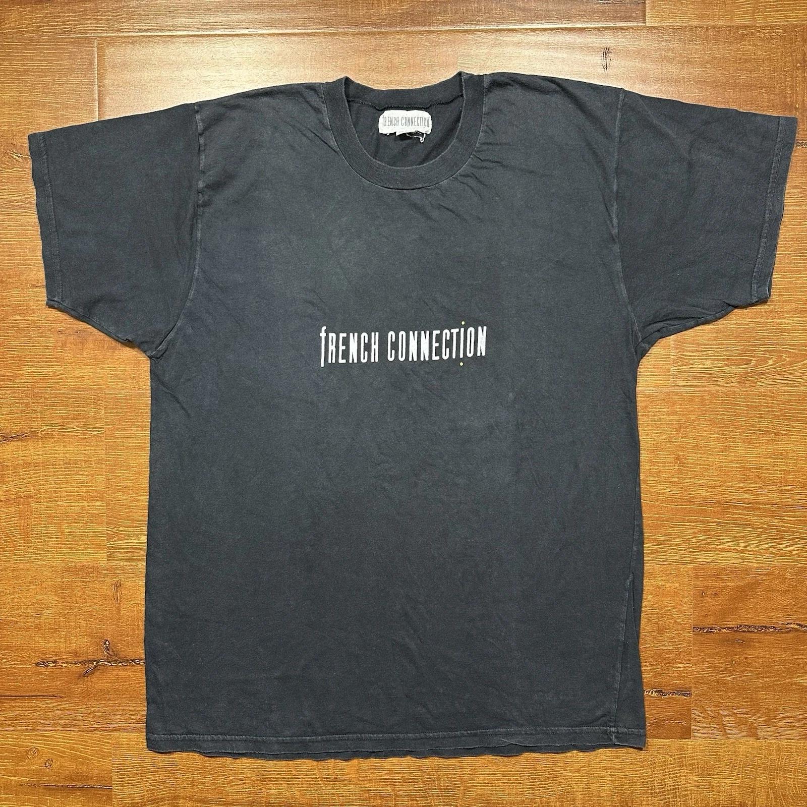 

Vintage French Connection T Shirt Mens L Black Alt Streetwear 90s Y2K Faded City S