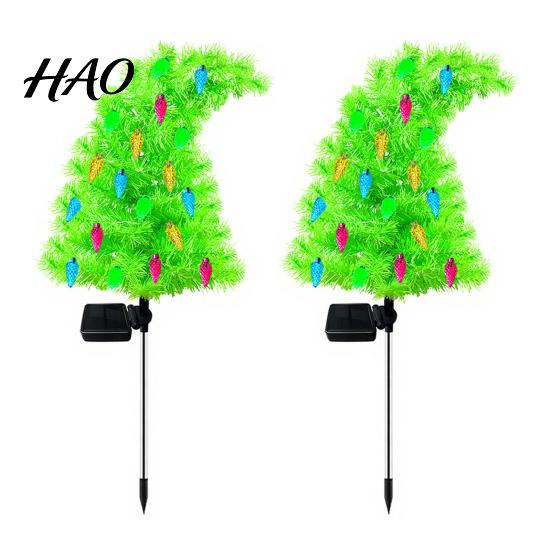Festival Atmosphere Courtyard Lighting Solar Christmas Tree Garden Stake Lights, Outdoor IP65 Waterproof Crooked Lamp with Colorful Light for