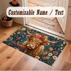 Highland Cow Theme Soft Crystal Velvet Rug Custom Name & Text Print Non Slip Floor Rug for Bedroom Living Room