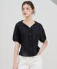 BIBYSEOB Heart Neck Raglan Blouse Black [T52]