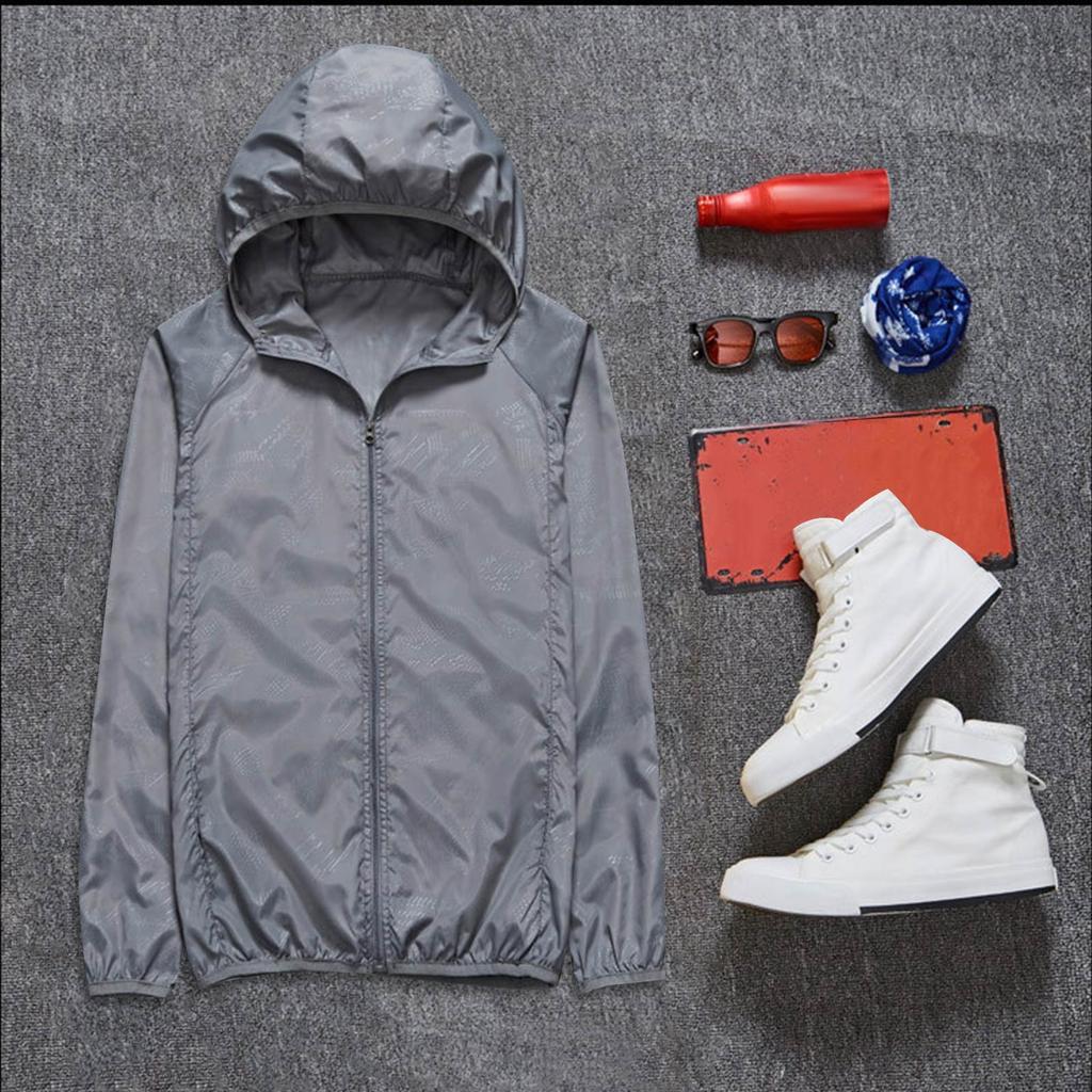 Women's Solid Colored Hooded Long Sleeved Jacket, Windbreaker, Sun Jacket, Outdoor Sports Jacket
