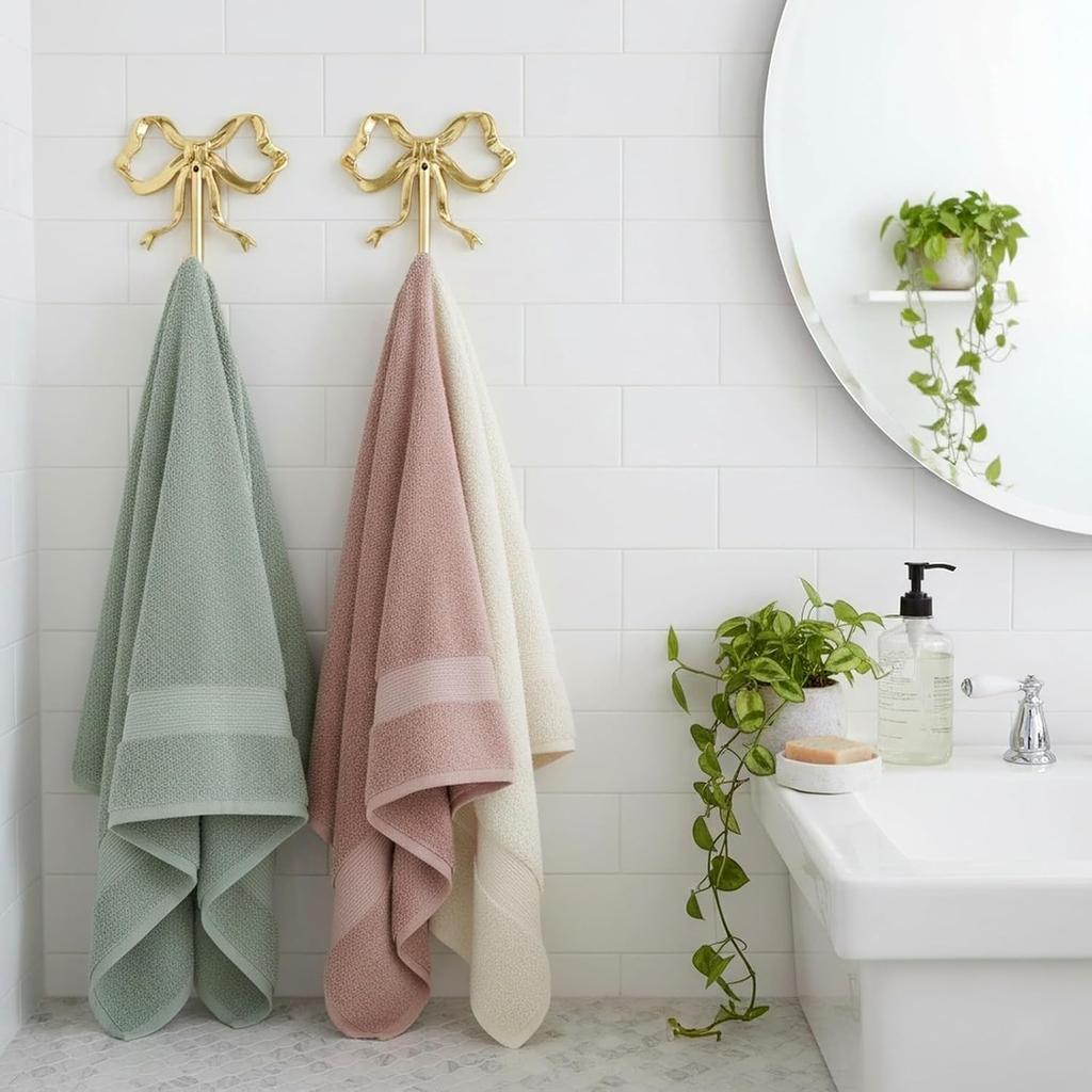 FUN 2pcs Bow Hook Bowknot Hook Bow Hooks for Wall Bowknot Brass Hook Gold Wall Hooks for Hanging Coat Hat Towel - Small(2.76X2.36X0.79in