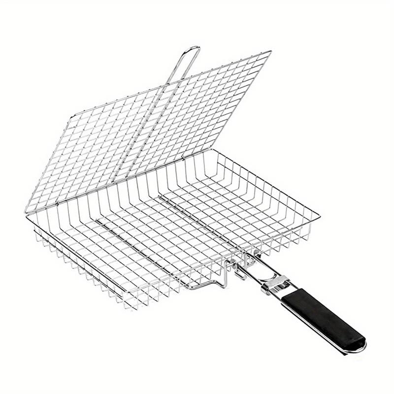 Stainless Steel Folding Handle Barbecue Clip Outdoor Multifunctional Barbecue Net