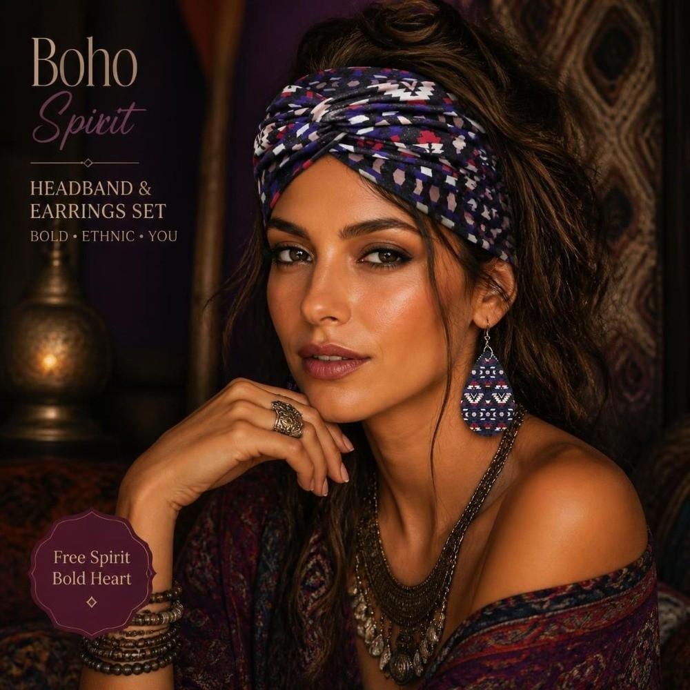 3pcs Boho Women's Hairband Set Wide Women's Earrings Set Twist Headband Earrings Set  Sports Wear