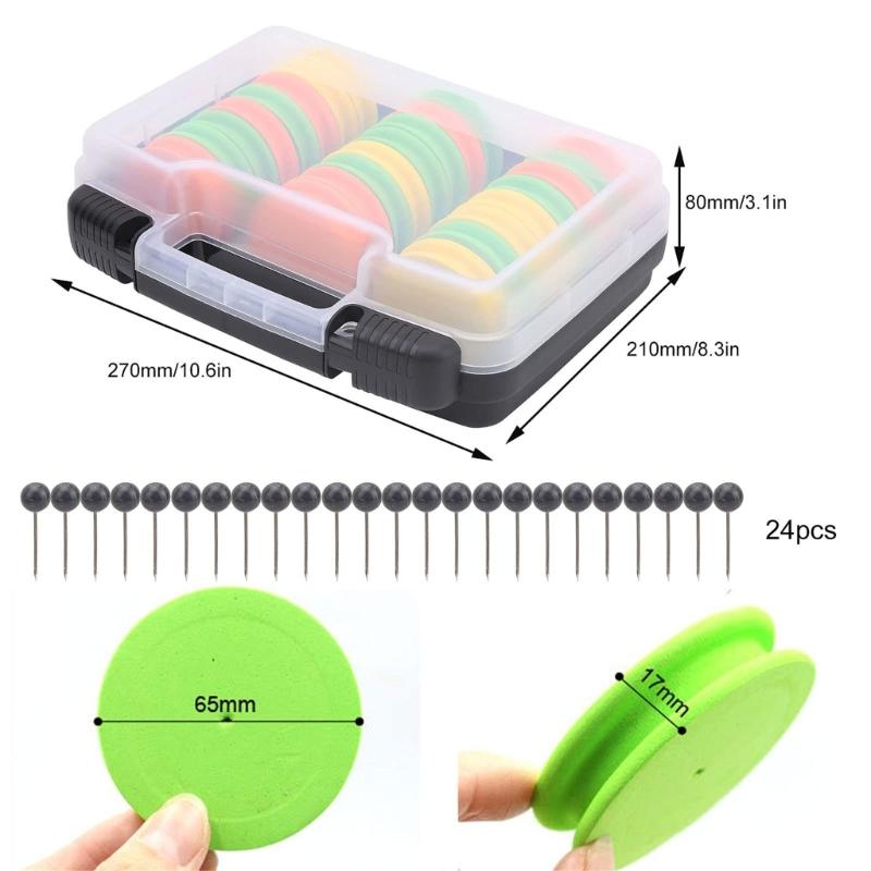 24Pcs Light Weight Fishing Rig Spools Foam Board Fishing Line Storage Holder Winding Board with Storage Box