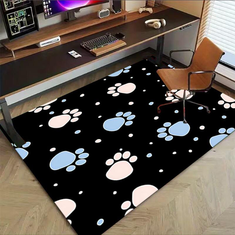 1PC Paw Prints Light Blue Carpet Ultra Soft, Thick & Absorbent, Non Slip Machine Washable Mat for Entryway