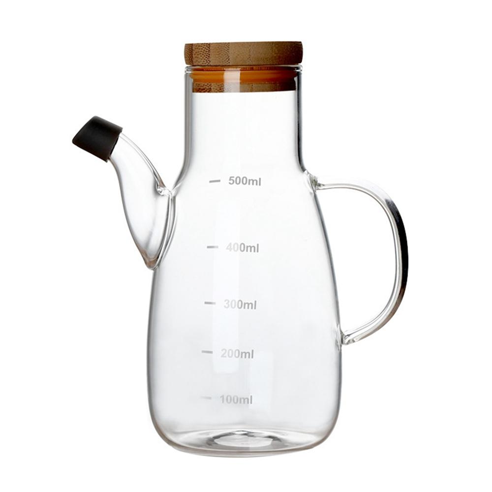 500/800ml Cooking Seasoning Bottle Dispenser Glass Olive Oil Sauce Vinegar Pot Bottles with Handle Lid Kitchen Cooking Container