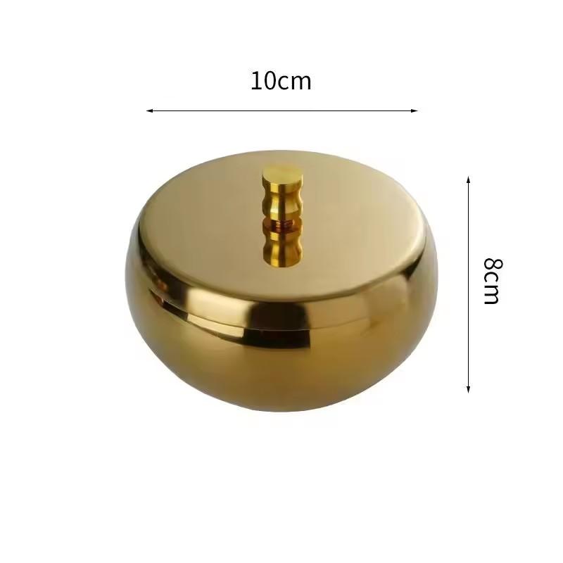Stainless Steel Metal Ashtray Windproof and Anti-fall Round Creative Color Plated With Cover Ashtray Home Living Room Office