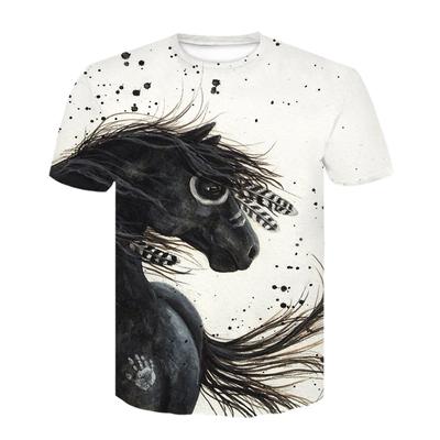 Νέο 3D ζωγραφισμένο στο χέρι Manga Horse ανδρικό μπλουζάκι Literary Style Animal Pattern T-shirts με κοντομάνικο Casual Personality Print T-shirt