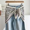Satinseide Schal Ethnischer Stil Literarischer Stil Dreieckiger Taillenschal Gürtel Vielseitiges Accessoire Jeans Taillenaccessoire Taillenaccessoire