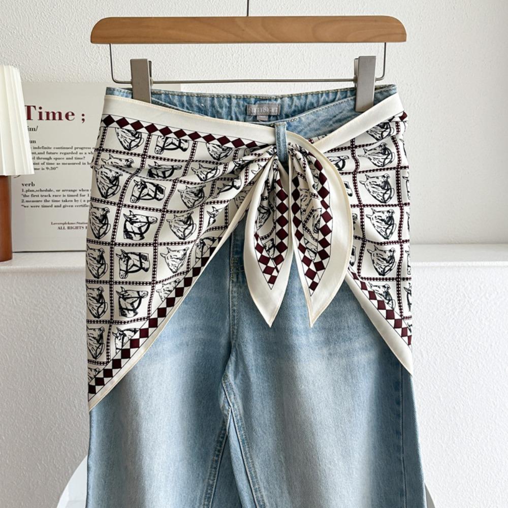 Satinseide Schal Ethnischer Stil Literarischer Stil Dreieckiger Taillenschal Gürtel Vielseitiges Accessoire Jeans Taillenaccessoire Taillenaccessoire
