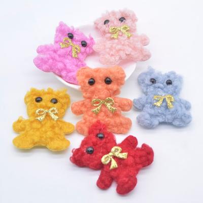 6 uds. De parches de adorno de álbum de recortes con parte posterior plana de oso casero acolchado de felpa, accesorios, suministros para manualidades DIY
