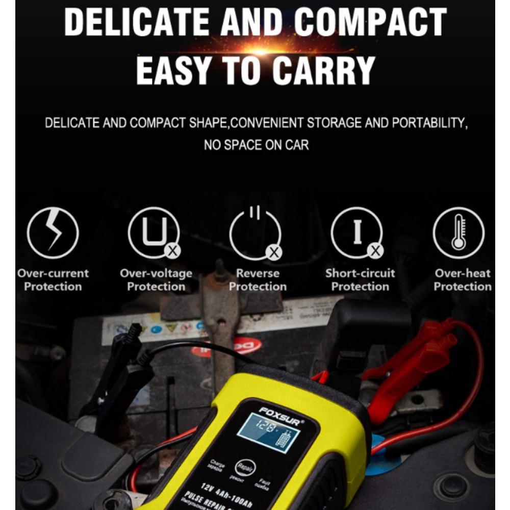 12v 5a Motorcycle Car Pulse Repair Battery Charger With Lcd Display Battery Fully Intelligent Universal Repairable Lead Acid Charger