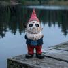 Unique Personalized Halloween Gifts Voorhees Resin Figurine, Cute Horror Hockey Mask Gnome Statue Decorations with Knife, Distressed Hand-Painted